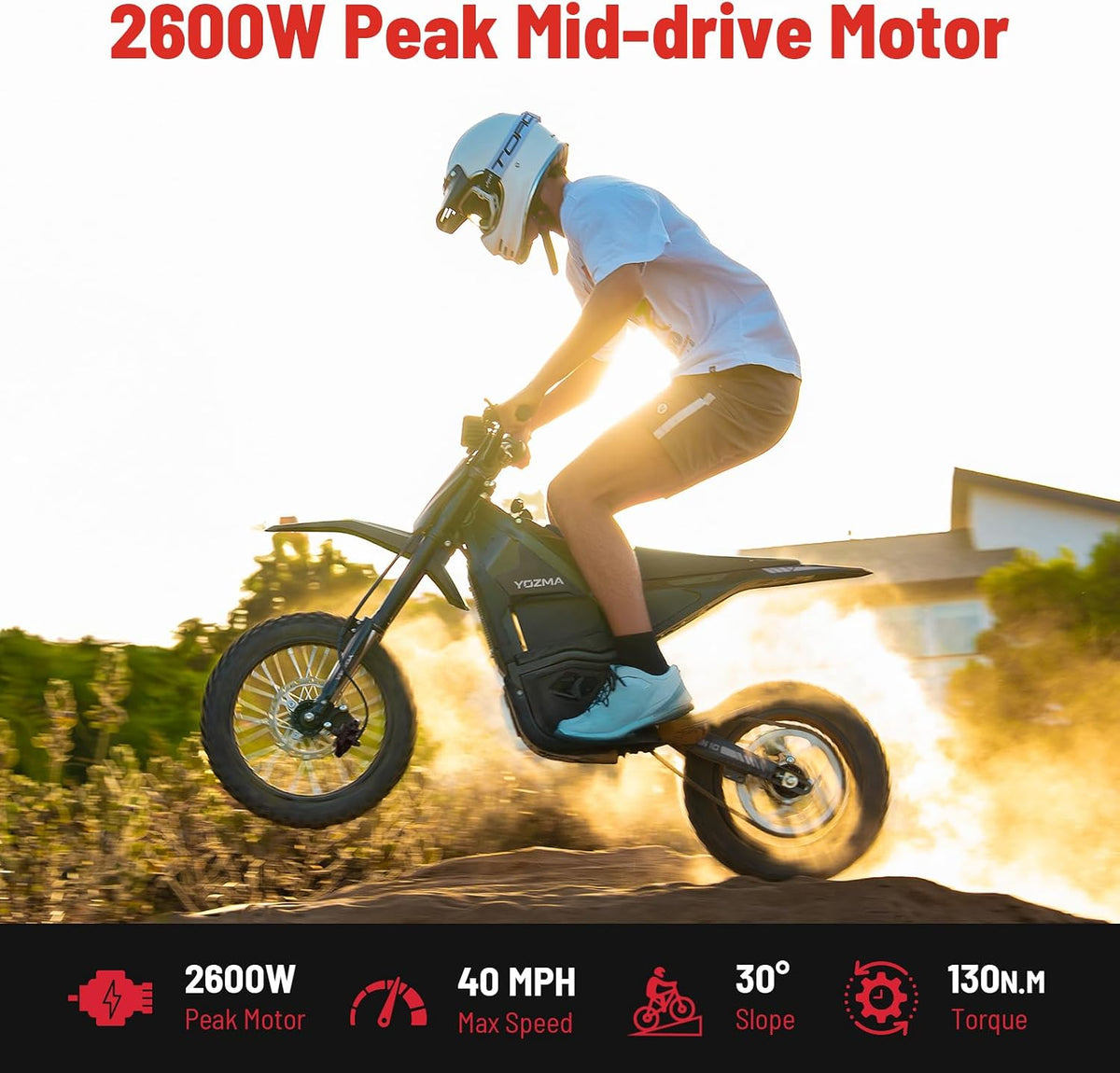 Electric Dirt Bike 2600W – 40 MPH Off-Road Performance