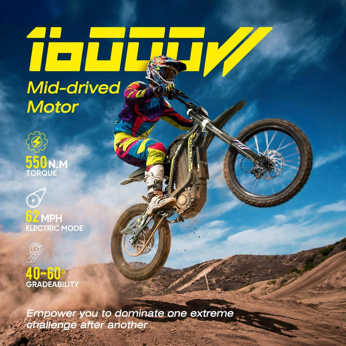 Electric Dirt Bike for Adults – 16kW Mid-Drive Power